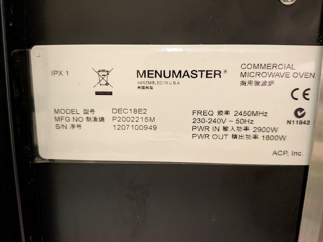 Professionele magnetronoven, menumaster, dec18e2 - afbeelding 5 van  9