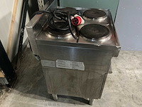 Professionele modular rvs horeca-opstelling bestaande uit dubbele frituur, grillplaat en 4-pits fornuis op krachtstroom - afbeelding 5 van  14