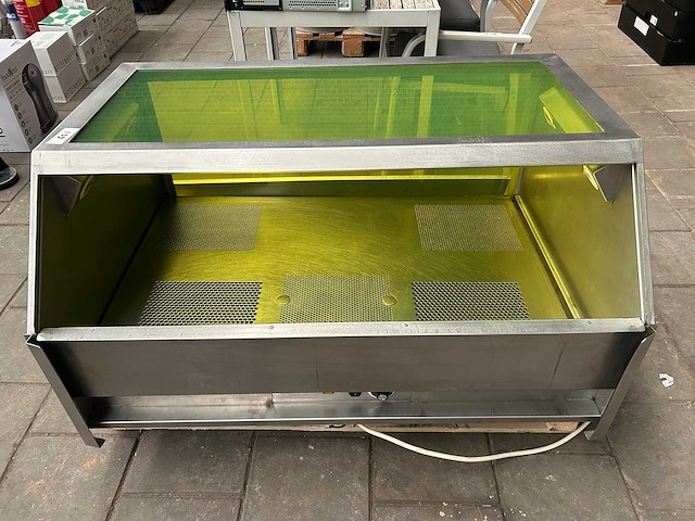 Professionele rvs warmhoudvitrine geschikt voor popcorn, snacks of nacho’s - afbeelding 1 van  5