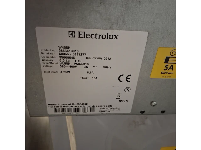 Professionele wasmachine, electrolux, w455h - afbeelding 6 van  6