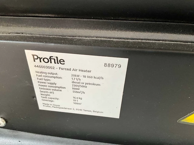 Profile - heteluchtkanon diesel/ petroleum 20kw - heater - afbeelding 6 van  6