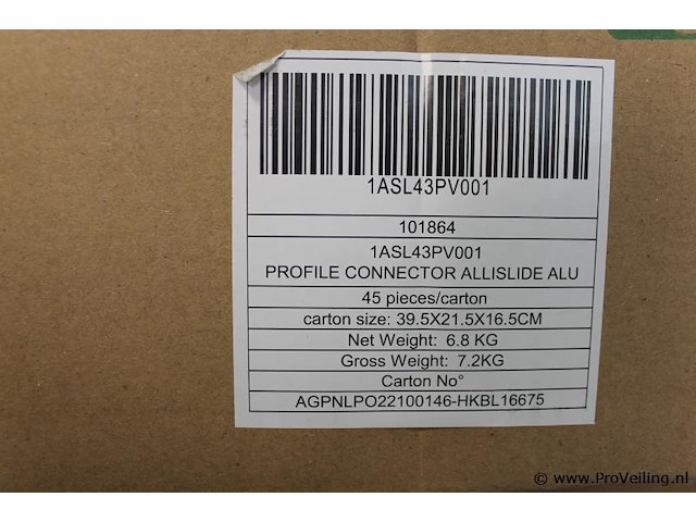 Profile connector allisslide alu - 45 stuks - afbeelding 3 van  3