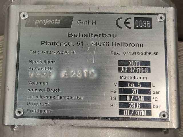 Projecta - drukvat 5l 20 bar - afbeelding 4 van  4