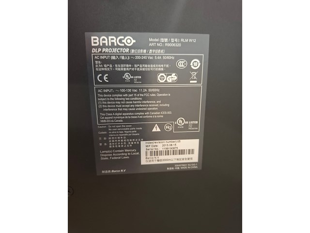 Projector, barco, rlm w12 + hb tld+ zoom sxga+ (2.8-4.5:1 lens), zwart - afbeelding 4 van  6