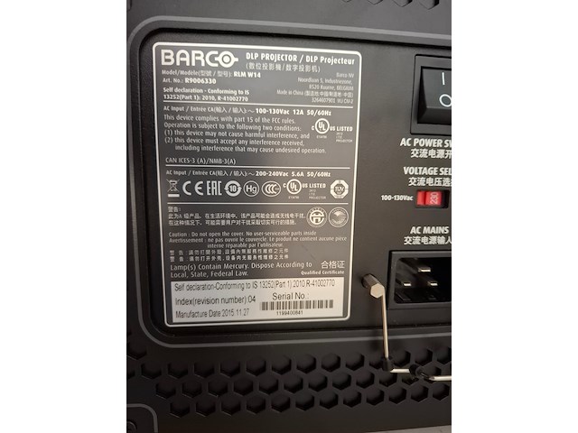 Projector, barco, rlm w14 + hb tld+ zoom sxga+ (2.8-4.5:1 lens), zwart - afbeelding 4 van  6
