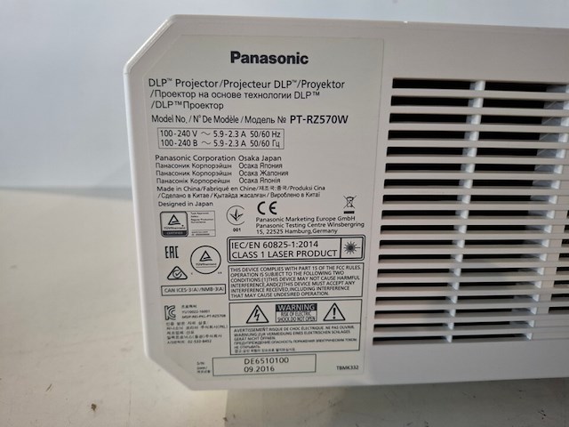 Projector, panasonic, pt-rz570, wit - afbeelding 5 van  7