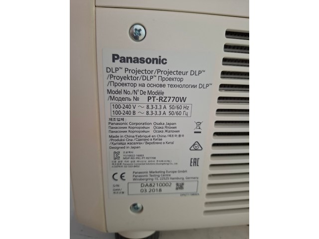 Projector, panasonic, pt-rz770 + standard lens, wit - afbeelding 4 van  6