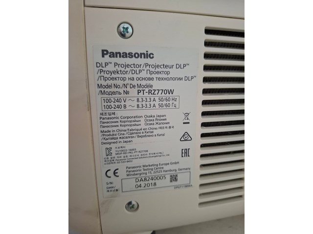 Projector, panasonic, pt-rz770 + standard lens, wit - afbeelding 4 van  6