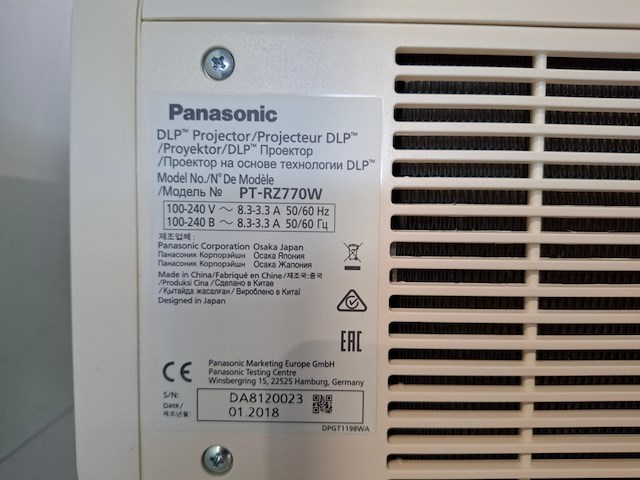 Projector, panasonic, pt-rz770 + standard lens, wit - afbeelding 7 van  7