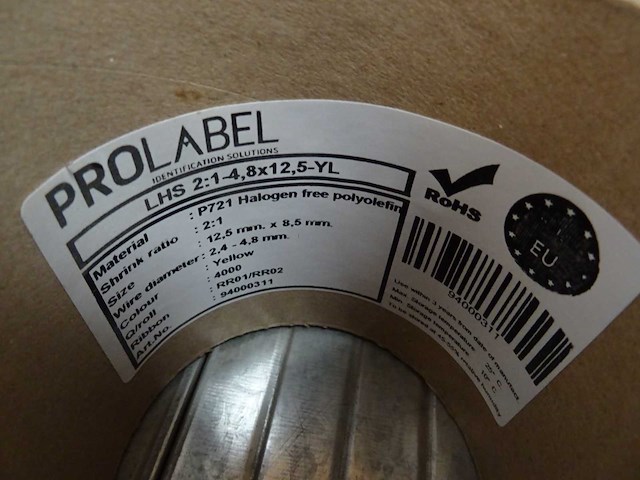 Prolabel - lhs 2:1-4,8x12,5-yl - rol kabel-/adercodering 4000st (4x) - afbeelding 2 van  2
