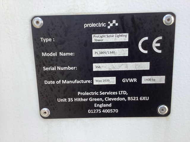 Prolectric - 2020 - pl1005/1340 - solar lichting tower - afbeelding 2 van  26