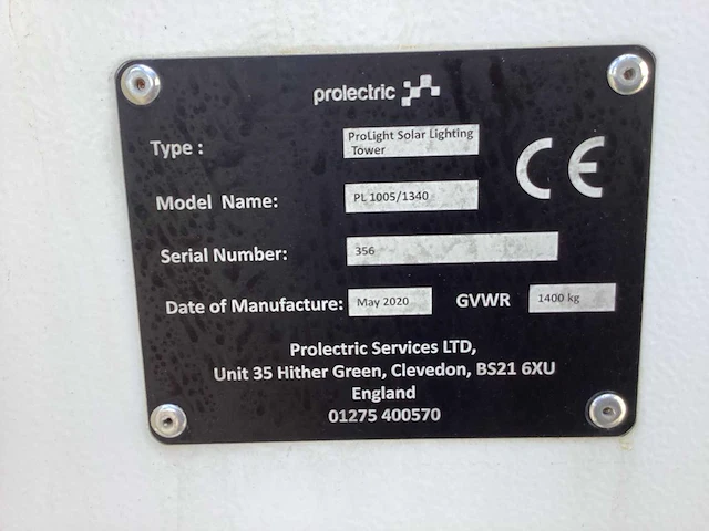 Prolectric - 2020 - pl1005/1340 - solar lichting tower - afbeelding 2 van  26