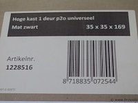 Proline hoge badkamerkast 1 deur push-to-open - mat zwart - 35x35x169cm | nieuw in doos - afbeelding 5 van  5