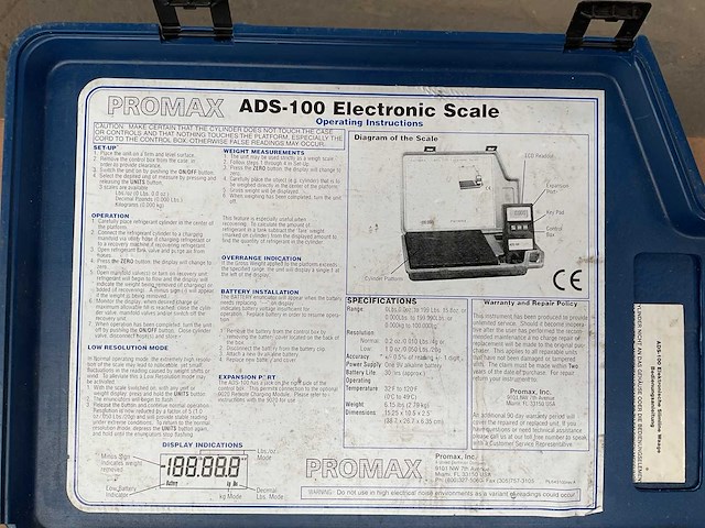 Promax ads-100 electronical refrigerant scale - afbeelding 3 van  5