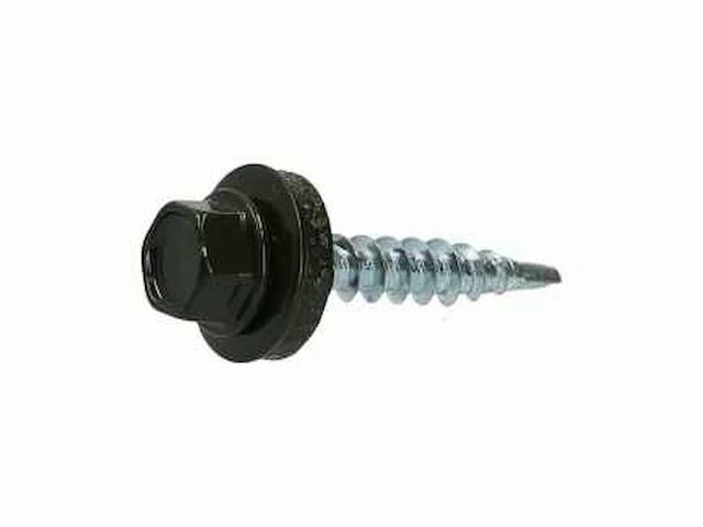 Proone dakpanplaatschroef - 4.8x28mm ral 6007 flessengroen verzinkt 100st - schroeven (6x) - afbeelding 1 van  4