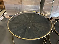 Ptmd carry black wood salontafel, rond, met gouden frame set van 2 - afbeelding 5 van  9