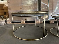 Ptmd carry black wood salontafel, rond, met gouden frame set van 2 - afbeelding 7 van  8