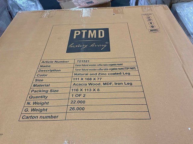 Ptmd fieron natuurlijke houten salontafel - afbeelding 2 van  10
