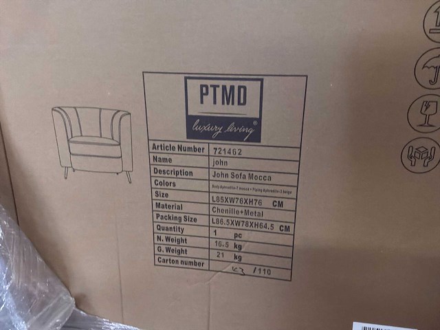 Ptmd john mocca fauteuil aphrodite met 7 strepen - afbeelding 12 van  12