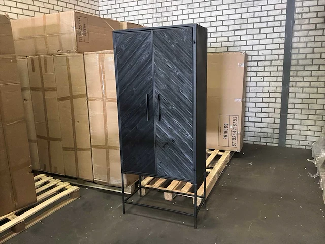 Ptmd rens black houten kast met metalen frame, 2 deuren - afbeelding 7 van  13