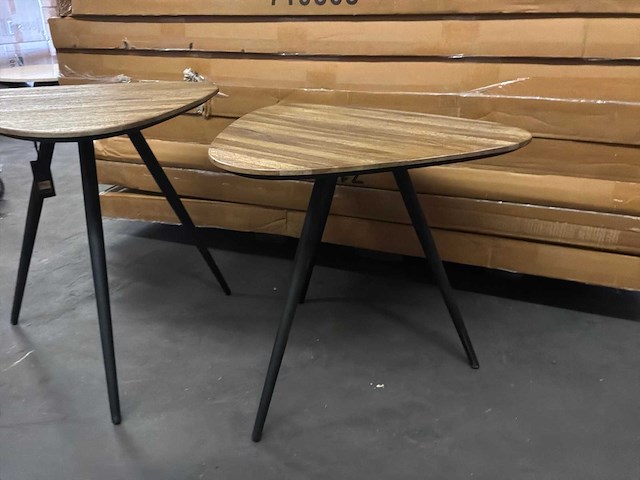 Ptmd rupert naturel salontafel van gerecycled teakhout set van 2 - afbeelding 7 van  8