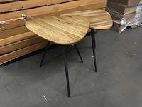 Ptmd rupert naturel salontafel van gerecycled teakhout set van 2 - afbeelding 3 van  9