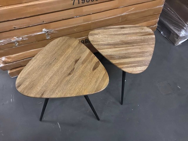 Ptmd rupert naturel salontafel van gerecycled teakhout set van 2 - afbeelding 5 van  9
