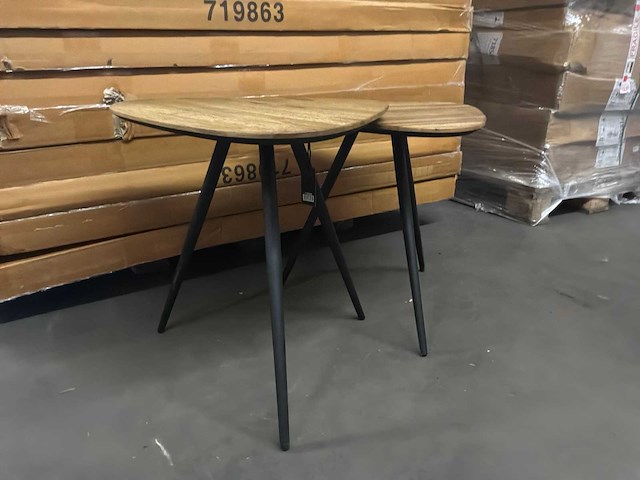 Ptmd rupert naturel salontafel van gerecycled teakhout set van 2 - afbeelding 1 van  9