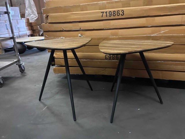 Ptmd rupert naturel salontafel van gerecycled teakhout set van 2 - afbeelding 6 van  9