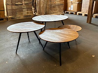 Ptmd thyrsa natural salontafel recycled teak wood set van 4