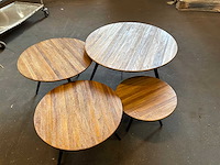 Ptmd thyrsa natural salontafel recycled teak wood set van 4 - afbeelding 9 van  11