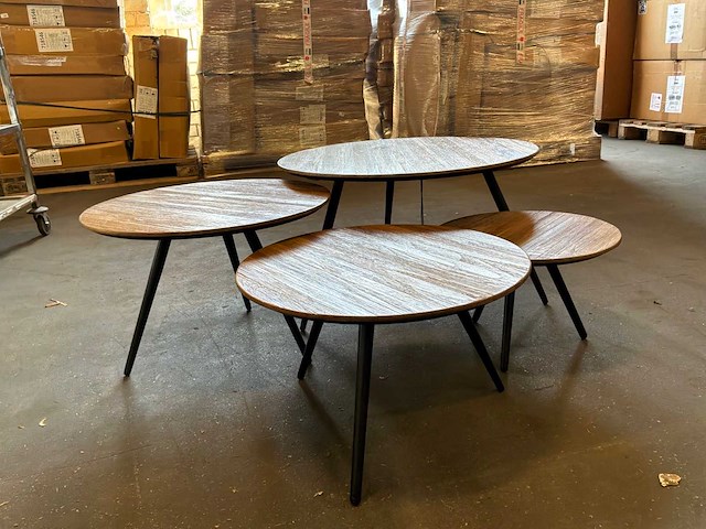 Ptmd thyrsa natural salontafel recycled teak wood set van 4 - afbeelding 10 van  12