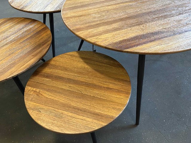 Ptmd thyrsa natural salontafel recycled teak wood set van 4 - afbeelding 2 van  12
