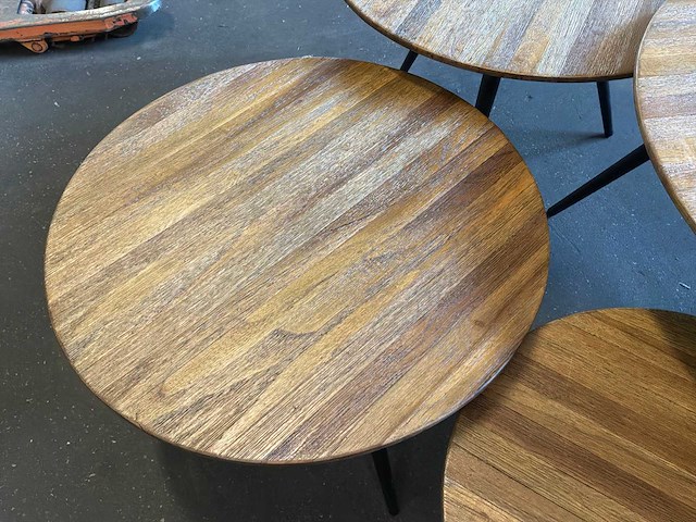 Ptmd thyrsa natural salontafel recycled teak wood set van 4 - afbeelding 3 van  12