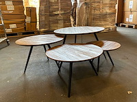 Ptmd thyrsa natural salontafel recycled teak wood set van 4 - afbeelding 1 van  12