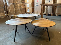 Ptmd thyrsa natural salontafel recycled teak wood set van 4 - afbeelding 5 van  12