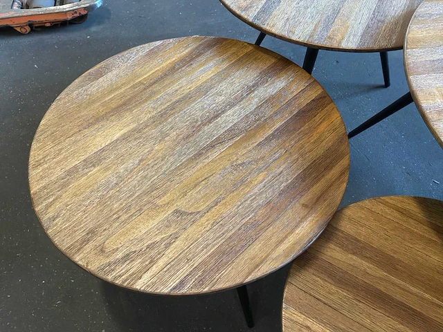 Ptmd thyrsa natural salontafel recycled teak wood set van 4 - afbeelding 11 van  12