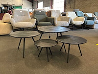 Ptmd thyrsa zwart salontafel recycled teak wood set van 4 - afbeelding 3 van  10