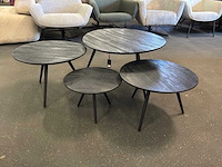 Ptmd thyrsa zwart salontafel recycled teak wood set van 4 - afbeelding 5 van  10