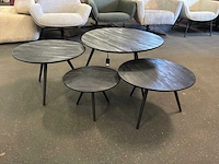 Ptmd thyrsa zwart salontafel recycled teak wood set van 4 - afbeelding 4 van  10