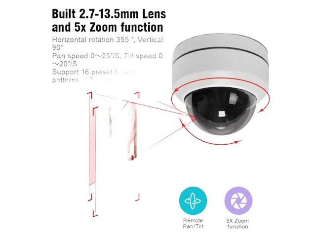 Ptz camera ahd-cvbs 2mp resolution with 2.8-12mm lens ca61-pc - afbeelding 1 van  5