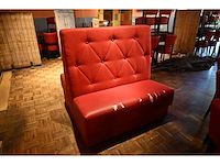 Pu lederen / stoffen restaurant dubbele trein bank (3x) - afbeelding 4 van  6