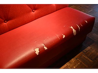 Pu lederen / stoffen restaurant dubbele trein bank (3x) - afbeelding 5 van  6