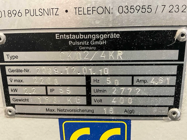 Pulsnitz ok02/4kr filterafzuiginstallatie - afbeelding 2 van  10