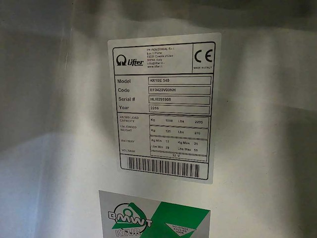 Q lifter - 2016 - hx10e-540 - elektrische palletwagen - afbeelding 6 van  7