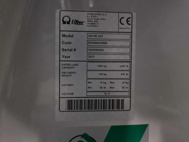 Q lifter - 2017 - hx10-e 540 - elektrische palletwagen - afbeelding 6 van  7