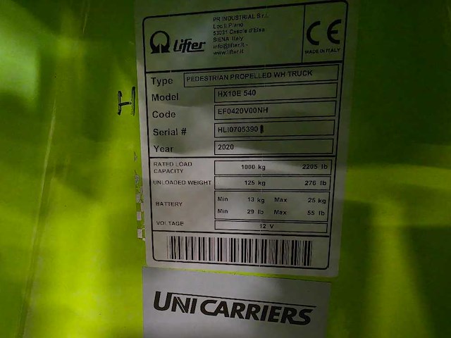 Q lifter - 2020 - hx10e 540 - elektrische palletwagen - afbeelding 8 van  10