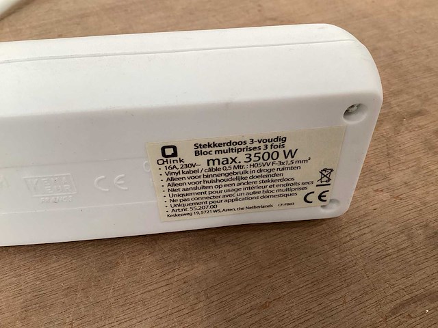 Q-link stekkerdoos 3 voudig, met penaarde (75x) - afbeelding 4 van  5