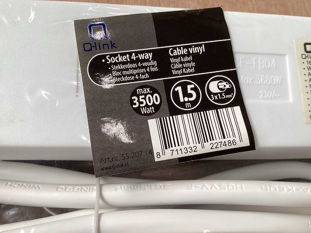 Q-link stekkerdoos 4 voudig, met penaarde (69x) - afbeelding 2 van  2