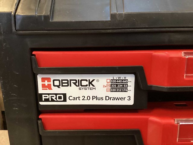 Qbrick system - pro cart 2.0 plus drawer 3 - gereedschapswagen - afbeelding 2 van  5